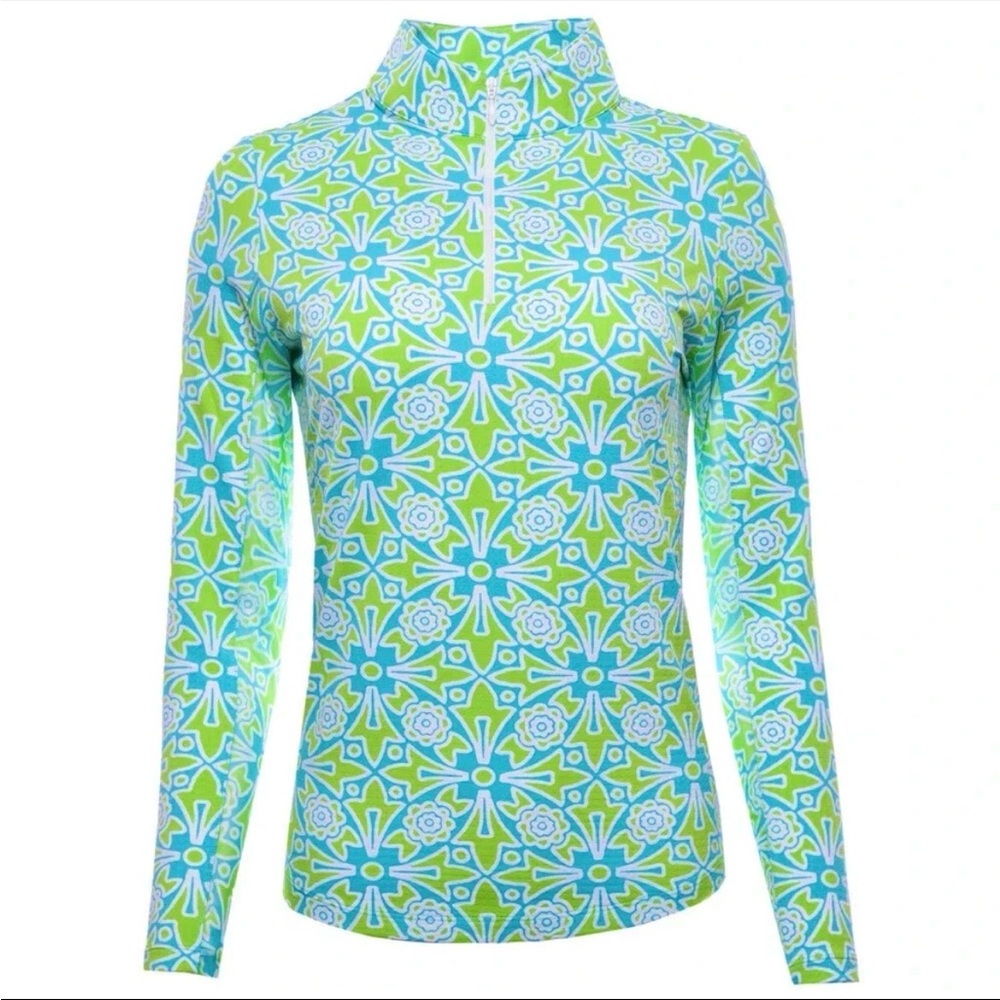 IBKUL Top Mock Neck Long Sleeve Moroccan Tile NEW Small
